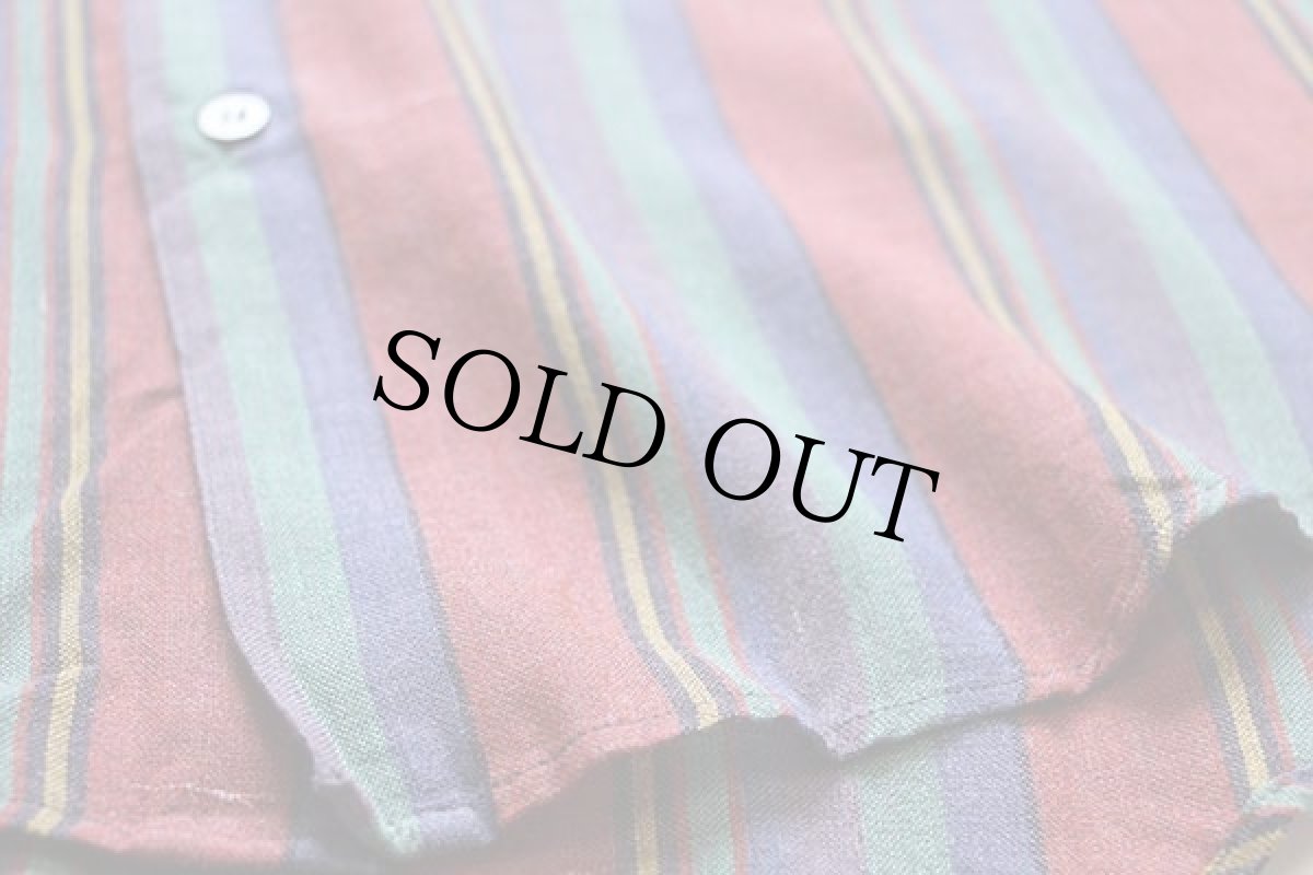 画像5: 90s GOOUCH ランダムストライプ シルク×リネンシャツ S (5)