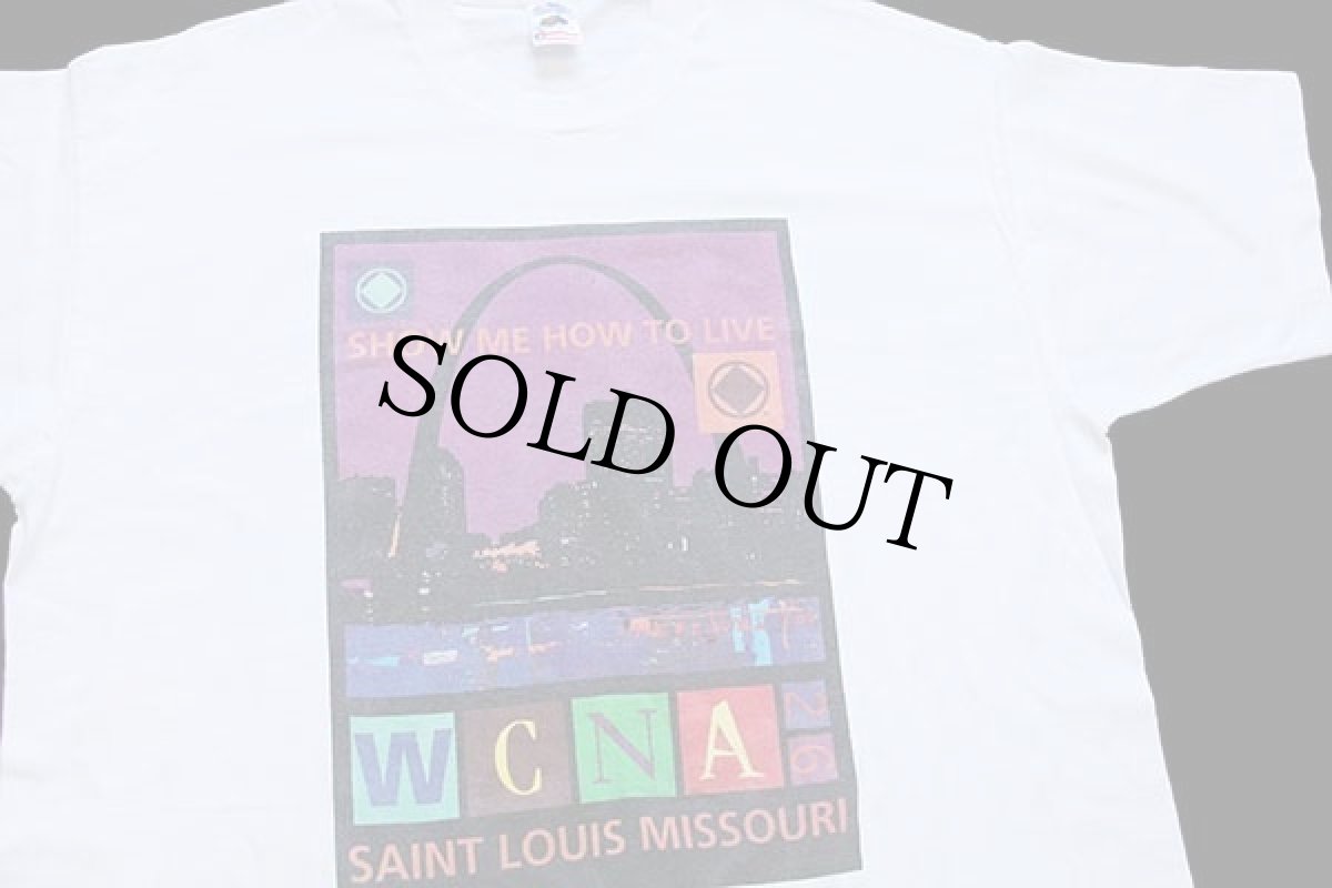 画像1: 90s SHOW ME HOW TO LIVE WCNA 26 SAINT LOUIS MISSOURI アート コットンTシャツ 白 XL (1)