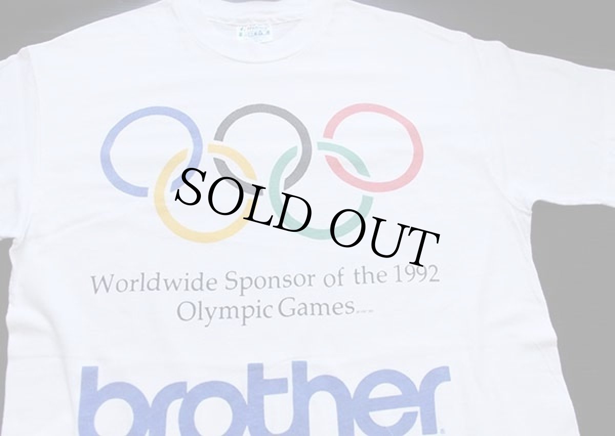 画像1: 90s USA製 Hanes Worldwide Sponsor of the 1992 OLYMPIC Games brother オリンピック コットンTシャツ 白 M (1)