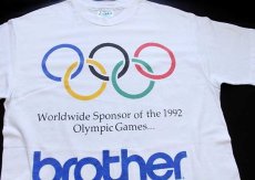 画像1: 90s USA製 Hanes Worldwide Sponsor of the 1992 OLYMPIC Games brother オリンピック コットンTシャツ 白 M (1)
