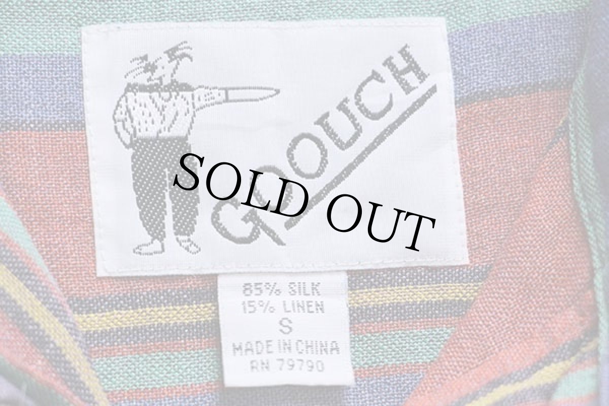 画像4: 90s GOOUCH ランダムストライプ シルク×リネンシャツ S (4)