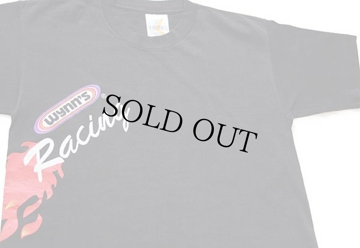 画像1: 90s USA製 wynn's Racing フレイムス コットンTシャツ 黒 M (1)