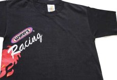 画像1: 90s USA製 wynn's Racing フレイムス コットンTシャツ 黒 M (1)