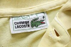 画像4: 70s フランス製 CHEMISE LACOSTE ラコステ ワンポイント コットン 鹿の子 ポロシャツ 薄黄 7★132 特大 (4)