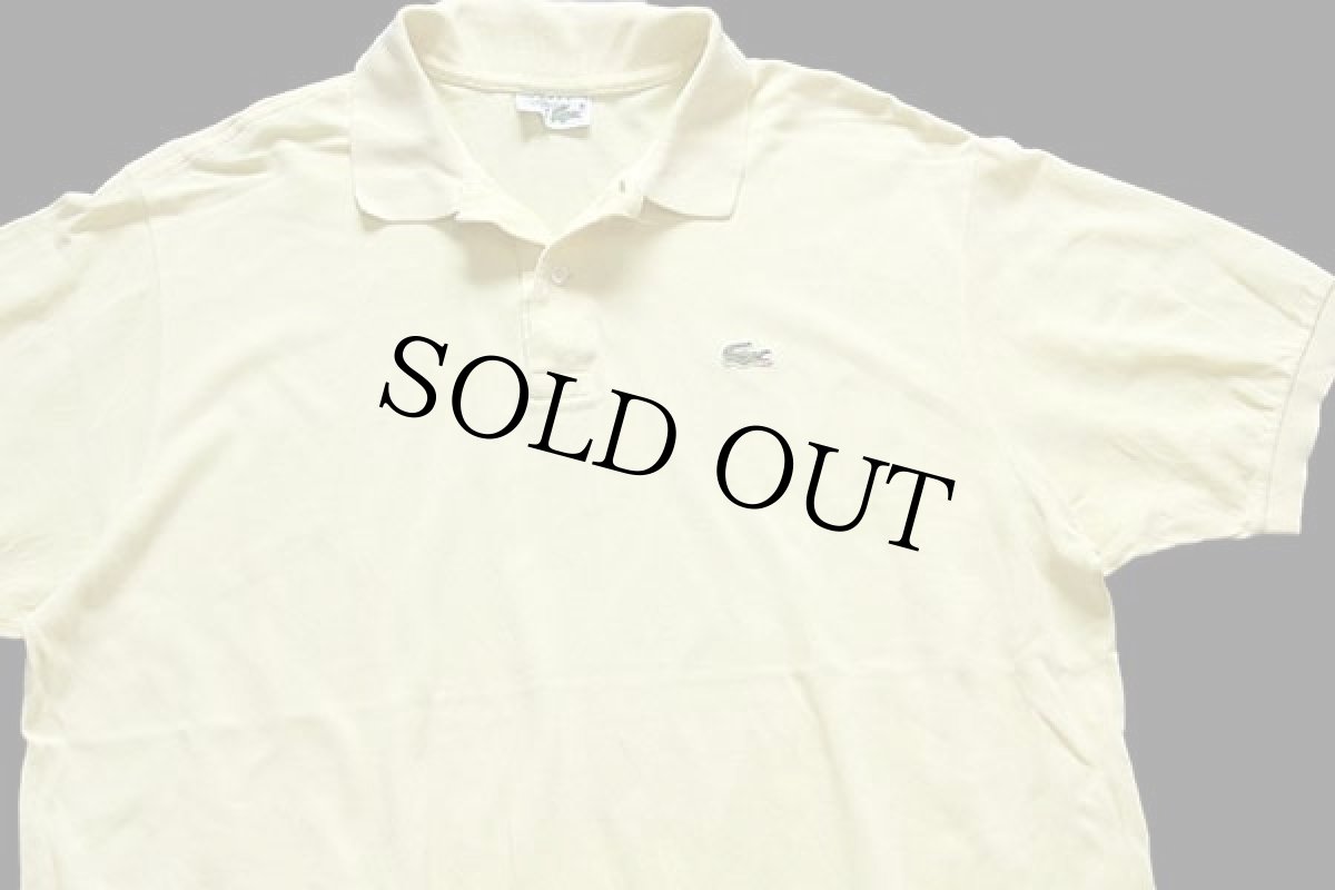 画像3: 70s フランス製 CHEMISE LACOSTE ラコステ ワンポイント コットン 鹿の子 ポロシャツ 薄黄 7★132 特大 (3)