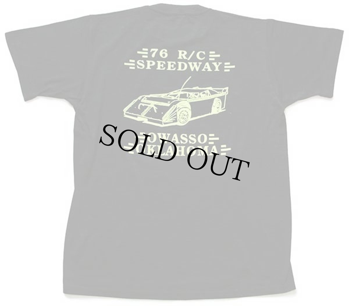 画像3: 80s USA製 76 R/C SPEEDWAY OWASSO OKLAHOMA 両面 蛍光プリント Tシャツ 黒 L (3)