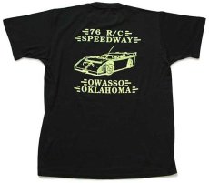 画像3: 80s USA製 76 R/C SPEEDWAY OWASSO OKLAHOMA 両面 蛍光プリント Tシャツ 黒 L (3)