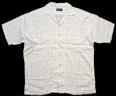 画像1: 90s イタリア製 BROWNELL チェック 半袖 リネン オープンカラーシャツ XL (1)