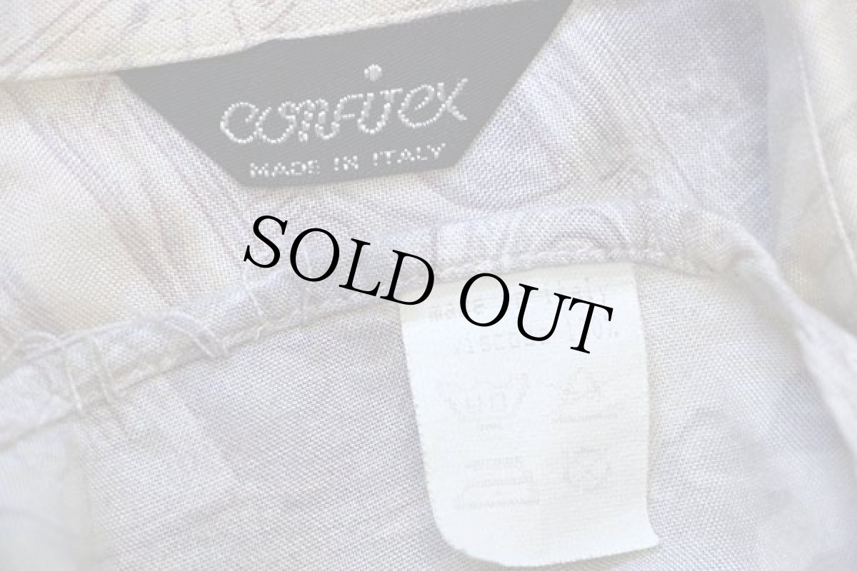 画像4: 80s イタリア製 confitex クラシックカー アート 総柄 半袖 レーヨンシャツ S (4)