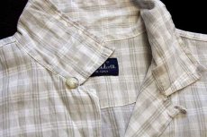 画像5: 90s イタリア製 BROWNELL チェック 半袖 リネン オープンカラーシャツ XL (5)
