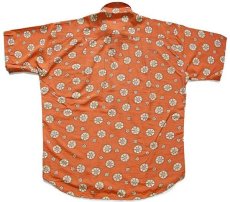 画像2: 90s イタリア製 Lord Sinclair 花柄 総柄 半袖 レーヨンシャツ オレンジ M (2)