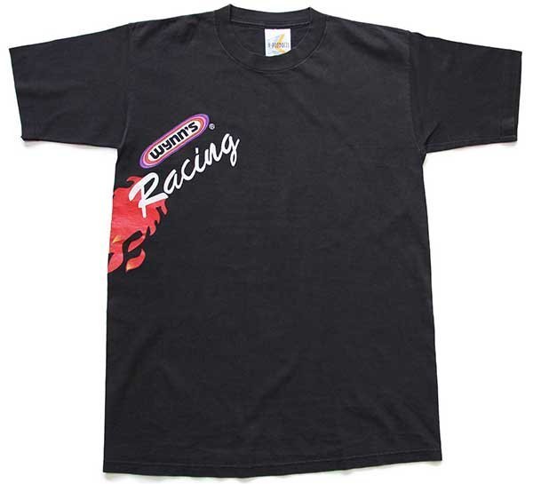 80s 90s TEAM K&N Racing ブラウン Tシャツ USA製 90s USA製 wynn's Racing フレイムス コットンTシャツ 黒 M