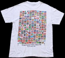 画像1: 90s Hanes Atlanta 1996 OLYMPICオリンピック 国旗 両面プリント コットンTシャツ 白 L (1)