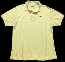 画像1: 70s フランス製 CHEMISE LACOSTE ラコステ ワンポイント コットン 鹿の子 ポロシャツ 薄黄 6★131 (1)