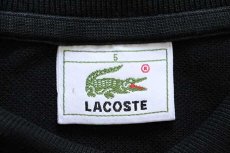 画像4: 80s LACOSTE ラコステ ワンポイント コットン 鹿の子 ポロシャツ 黒 5★141 (4)