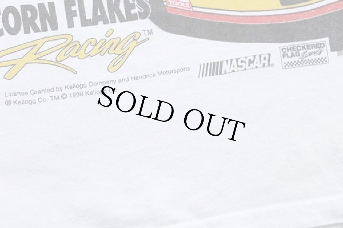 画像4: 90s Hanes NASCAR Kellogg's CORN FLAKES Racing 両面プリント コットンTシャツ 白 L (4)