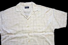 画像3: 90s イタリア製 BROWNELL チェック 半袖 リネン オープンカラーシャツ XL (3)
