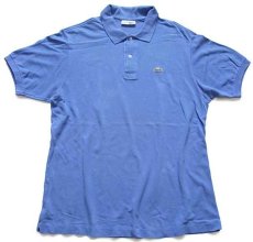 画像1: 70s フランス製 CHEMISE LACOSTE ラコステ ワンポイント コットン 鹿の子 ポロシャツ スカイブルー 6★139 (1)