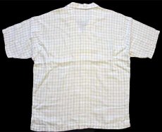 画像2: 90s イタリア製 BROWNELL チェック 半袖 リネン オープンカラーシャツ XL (2)
