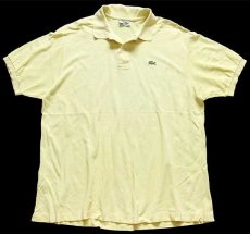 画像1: 70s フランス製 CHEMISE LACOSTE ラコステ ワンポイント コットン 鹿の子 ポロシャツ 薄黄 7★132 特大 (1)