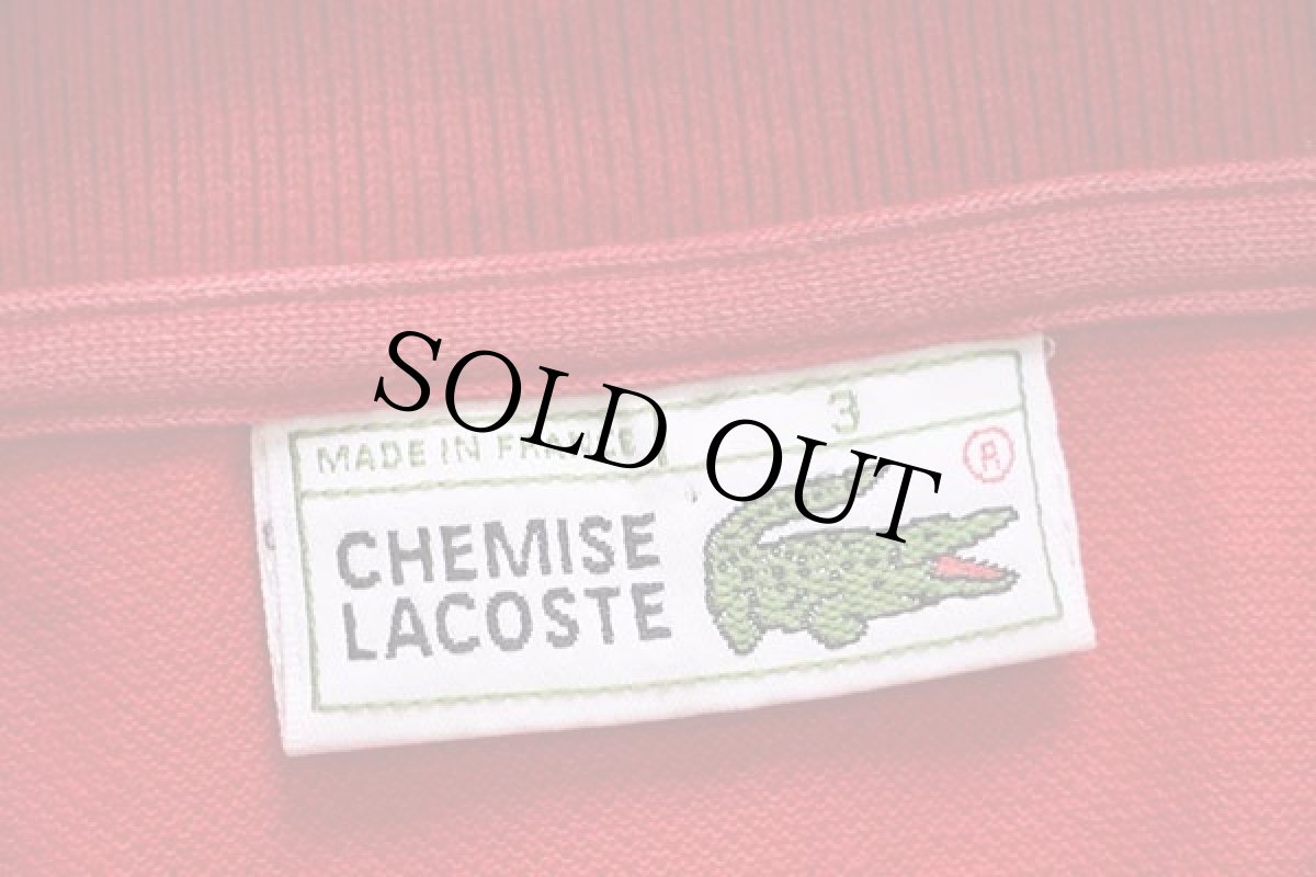 画像4: 70s フランス製 CHEMISE LACOSTE ラコステ ワンポイント コットン 鹿の子 ポロシャツ 赤 3★134 (4)