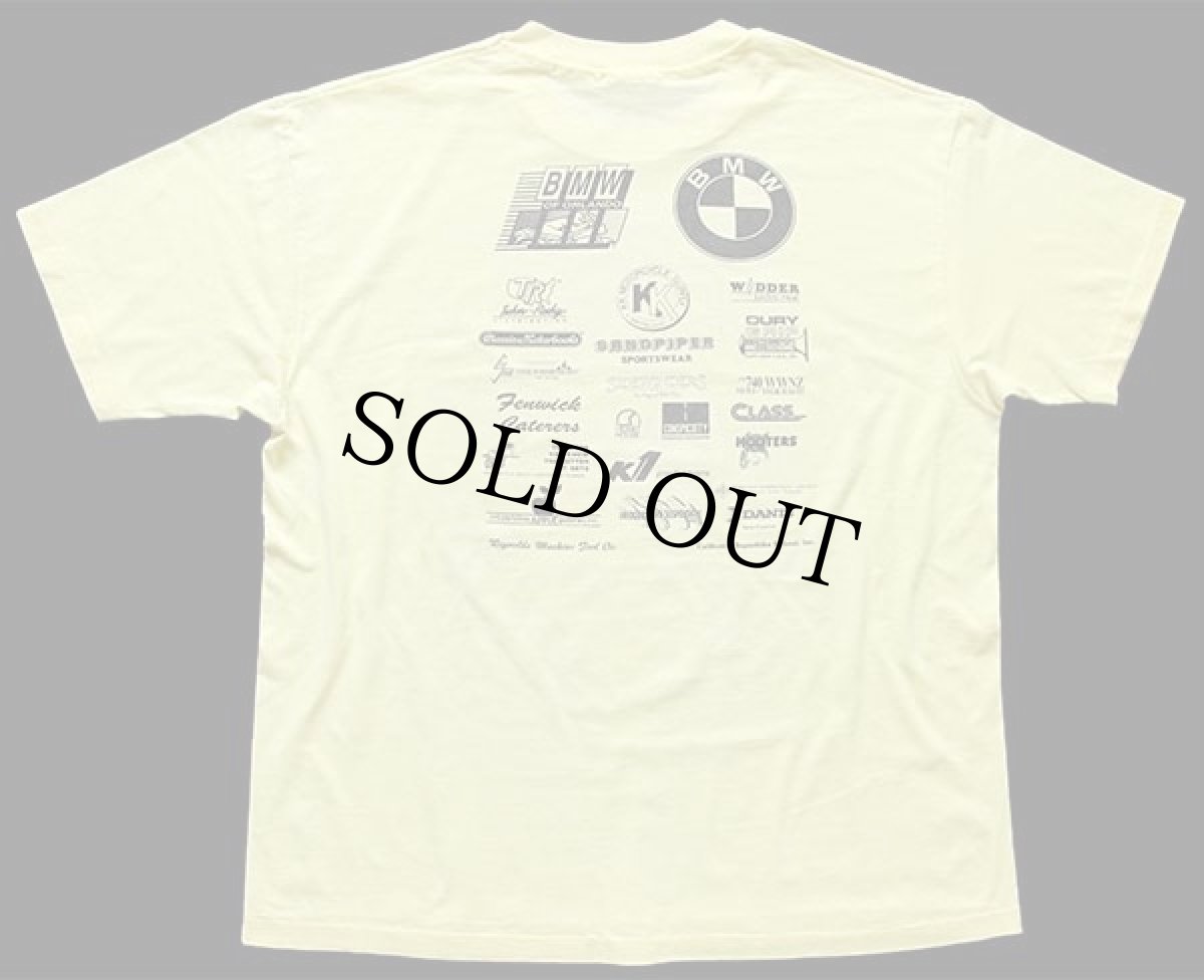 画像3: 90s USA製 Hanes 1992 HURRICANE ANDREW RELIEF Ride To Provide BMW of ORLANDO バイク 両面プリント Tシャツ 薄黄 XL (3)