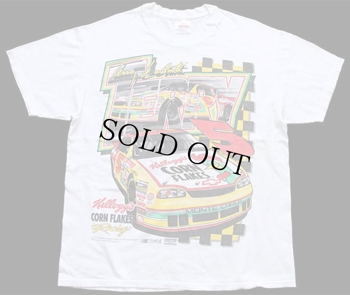画像2: 90s Hanes NASCAR Kellogg's CORN FLAKES Racing 両面プリント コットンTシャツ 白 L (2)