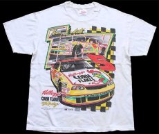 画像2: 90s Hanes NASCAR Kellogg's CORN FLAKES Racing 両面プリント コットンTシャツ 白 L (2)