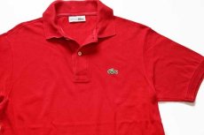 画像3: 70s フランス製 CHEMISE LACOSTE ラコステ ワンポイント コットン 鹿の子 ポロシャツ 赤 3★134 (3)