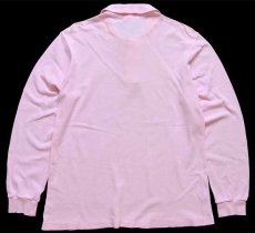 画像2: 70s フランス製 CHEMISE LACOSTE ラコステ ワンポイント コットン 鹿の子 長袖ポロシャツ ピンク 3★67 (2)