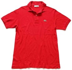 画像1: 70s フランス製 CHEMISE LACOSTE ラコステ ワンポイント コットン 鹿の子 ポロシャツ 赤 3★134 (1)