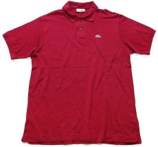 画像1: 70s フランス製 CHEMISE LACOSTE ラコステ ワンポイント コットン 鹿の子 ポロシャツ ワインレッド 6★135 (1)