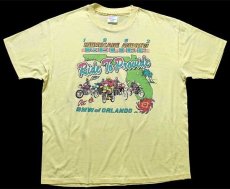 画像2: 90s USA製 Hanes 1992 HURRICANE ANDREW RELIEF Ride To Provide BMW of ORLANDO バイク 両面プリント Tシャツ 薄黄 XL (2)