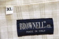 画像4: 90s イタリア製 BROWNELL チェック 半袖 リネン オープンカラーシャツ XL (4)