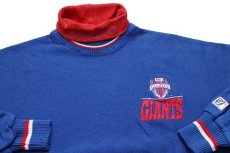 画像3: 90s USA製 NFL NEW YORK GIANTS 刺繍 レイヤード タートルネック リブライン スウェット 青×赤 M (3)