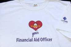 画像1: 00s Garfieldガーフィールド Financial Aid Officer USA Funds 両面プリント コットンTシャツ 白 XL (1)