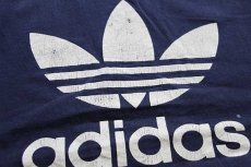 画像4: 90s USA製 adidasアディダス トレフォイル ビッグロゴ 両面ひび割れプリント コットン タンクトップ 紺 XL (4)