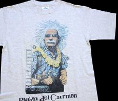 画像1: 00s Playa del Carmen Albert Einsteinアインシュタイン IMAGINATION アート コットンTシャツ オートミール M (1)