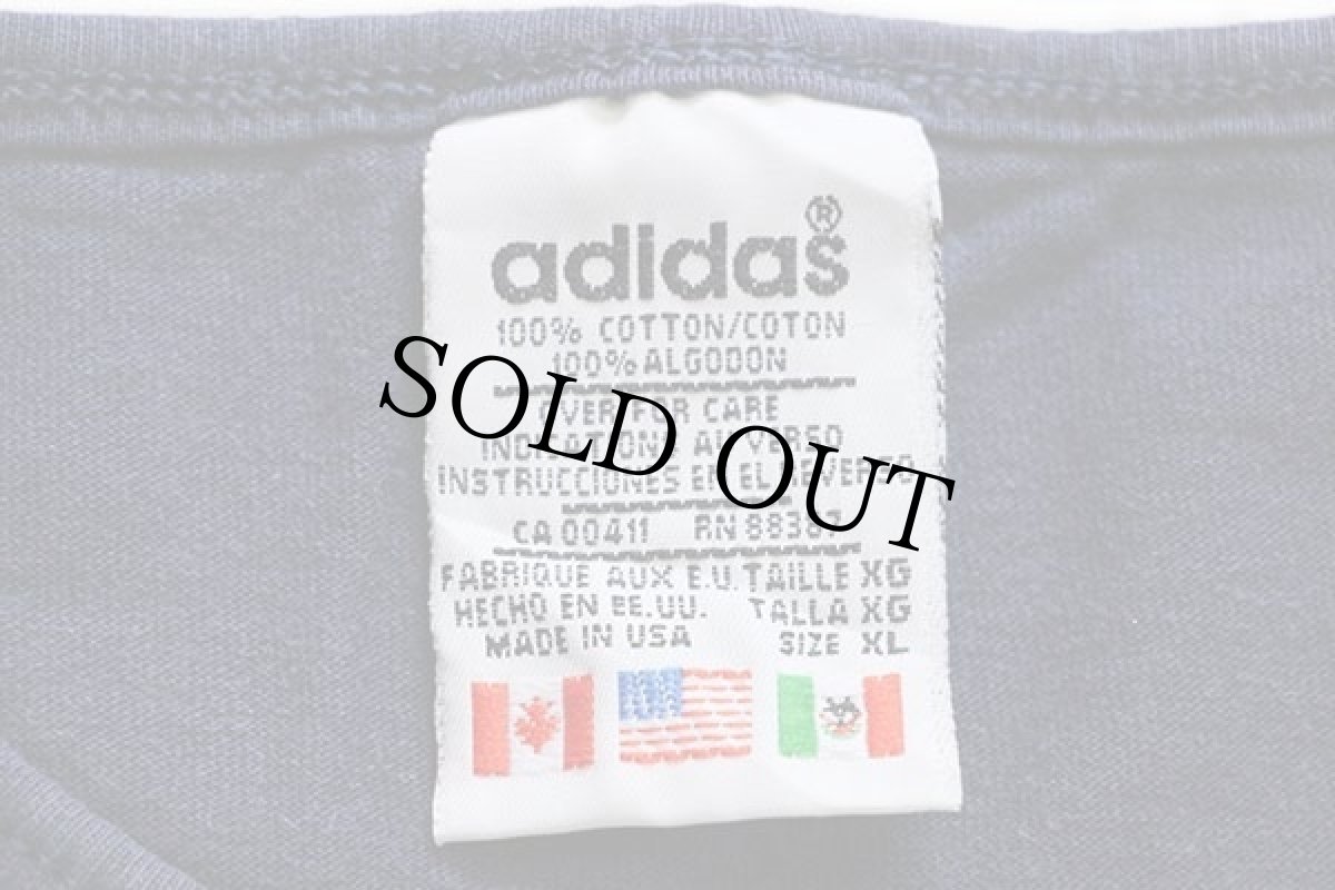 画像5: 90s USA製 adidasアディダス トレフォイル ビッグロゴ 両面ひび割れプリント コットン タンクトップ 紺 XL (5)