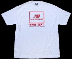 画像2: 00s new balanceニューバランス SHOE DEPT ロゴ 両面プリント コットンTシャツ 白 XL (2)