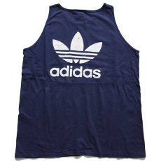 画像3: 90s USA製 adidasアディダス トレフォイル ビッグロゴ 両面ひび割れプリント コットン タンクトップ 紺 XL (3)