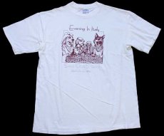 画像2: 90s USA製 Evening In Italy SAVE OUR STRAYS ドッグ 両面プリント アート コットンTシャツ 白 XL (2)