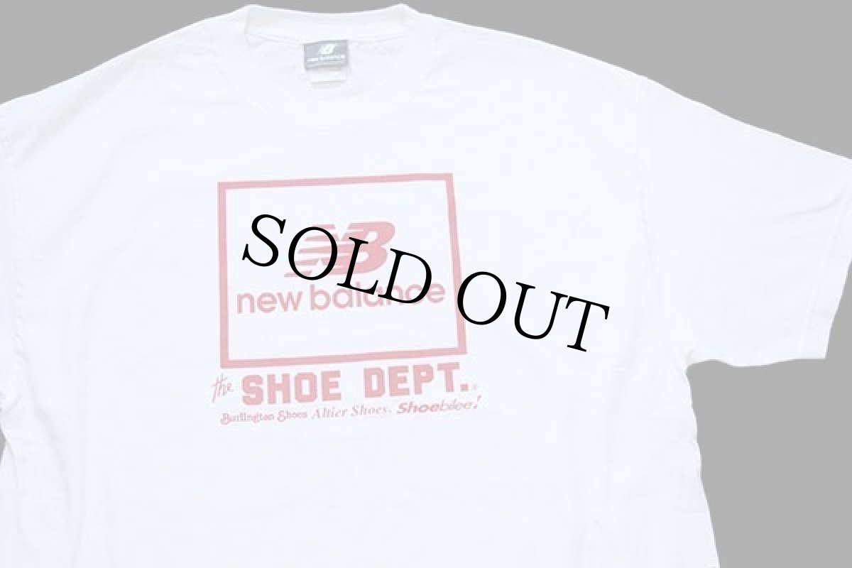 画像1: 00s new balanceニューバランス SHOE DEPT ロゴ 両面プリント コットンTシャツ 白 XL (1)