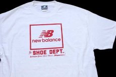 画像1: 00s new balanceニューバランス SHOE DEPT ロゴ 両面プリント コットンTシャツ 白 XL (1)