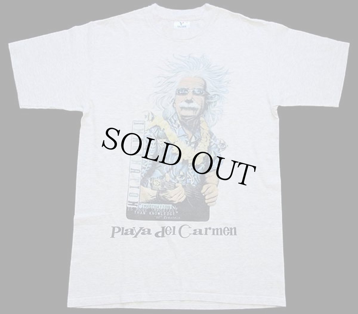 画像2: 00s Playa del Carmen Albert Einsteinアインシュタイン IMAGINATION アート コットンTシャツ オートミール M★偉人 (2)