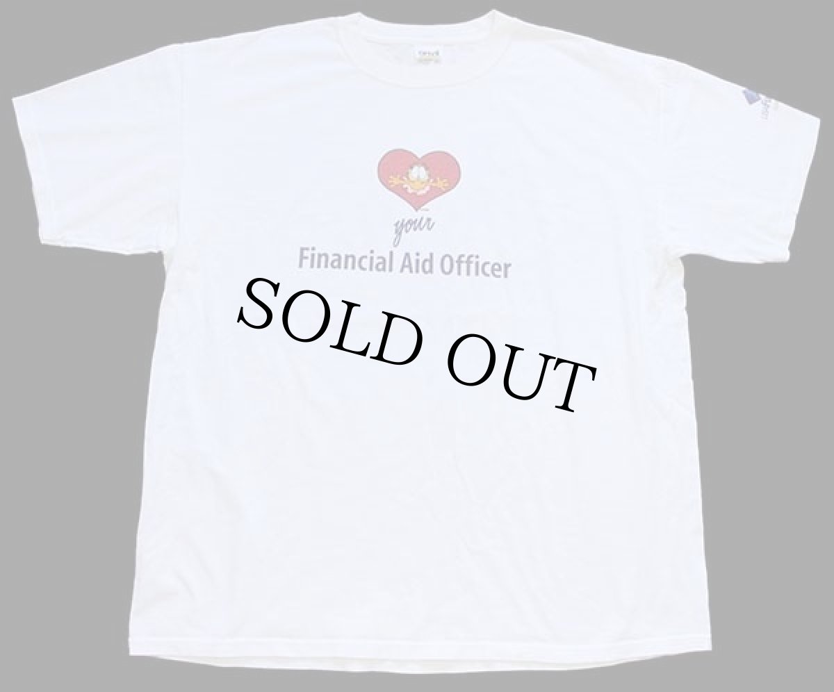 画像2: 00s Garfieldガーフィールド Financial Aid Officer USA Funds 両面プリント コットンTシャツ 白 XL (2)