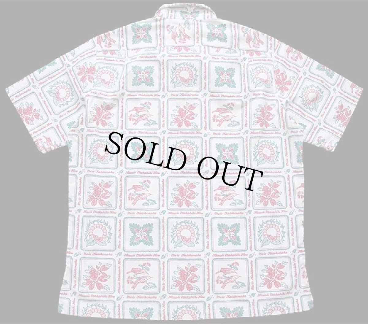 画像2: USA製 Cooke Street Mele Kalikimaka Hauoli Makahiki Hou クリスマス 総柄 染み込みプリント アロハシャツ 白 L (2)