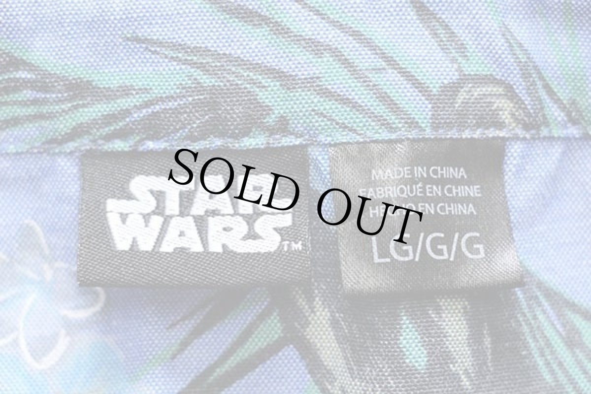 画像4: STAR WARSスターウォーズ チューバッカ×ハイビスカス 総柄 ボタンダウン 半袖 シャツ L (4)