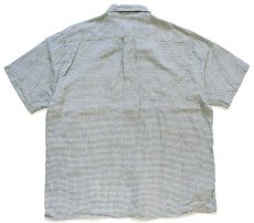 画像2: 00s Brooks Brothersブルックスブラザーズ チェック ボタンダウン 半袖 アイリッシュ リネンシャツ 緑×白 M (2)
