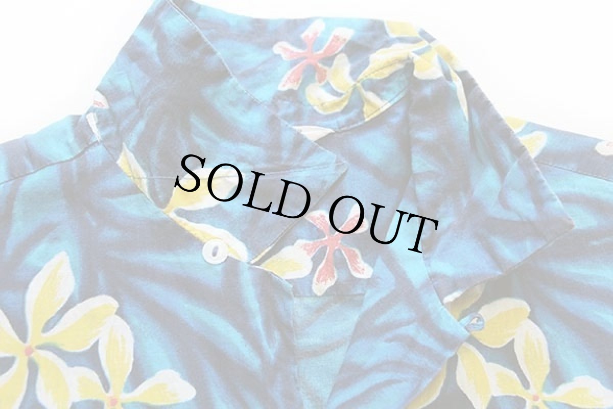 画像5: 60s ハワイ製 UNKNOWN フラワー柄 コットン アロハシャツ (5)